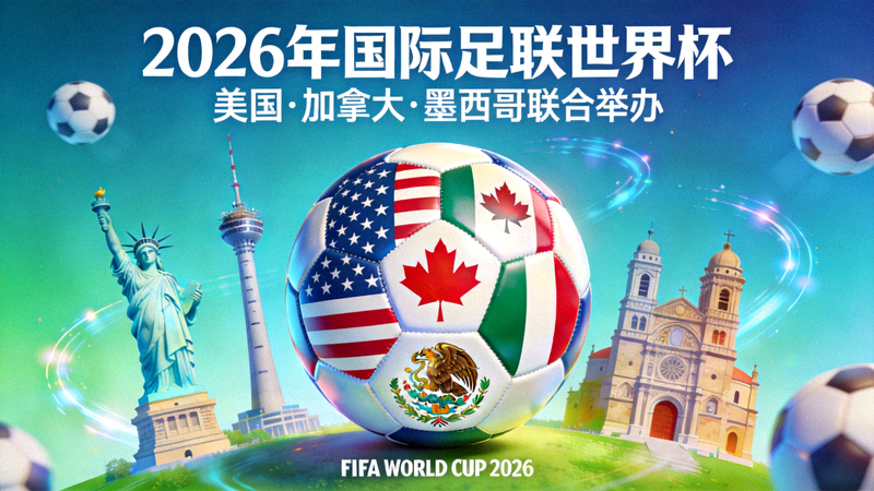 2026年国际足联世界杯三大主办国联合宣传概念图
